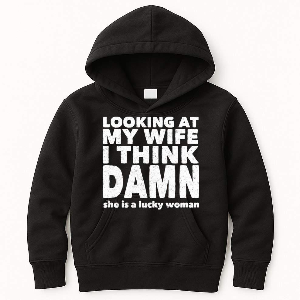 Funny Husband Lucky Wife Kids Hoodie
