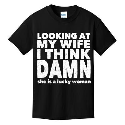 Funny Husband Lucky Wife Kids T-Shirt