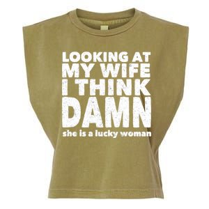 Funny Husband Lucky Wife Garment-Dyed Women's Muscle Tee