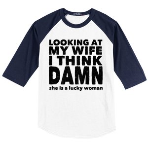 Funny Husband Lucky Wife Baseball Sleeve Shirt