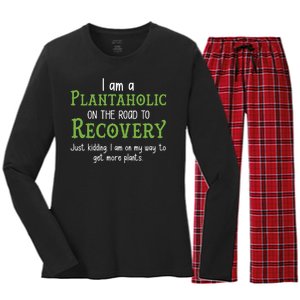 Funny I Am A Plantaholic On the Road To Recovery Women's Long Sleeve Flannel Pajama Set 