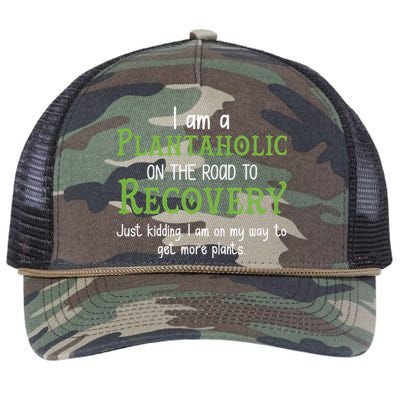 Funny I Am A Plantaholic On the Road To Recovery Retro Rope Trucker Hat Cap