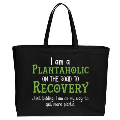 Funny I Am A Plantaholic On the Road To Recovery Cotton Canvas Jumbo Tote