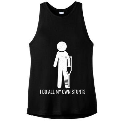 Funny I Do All Of My Own Stunts Ladies PosiCharge Tri-Blend Wicking Tank