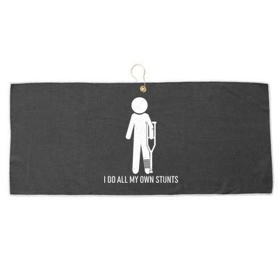 Funny I Do All Of My Own Stunts Large Microfiber Waffle Golf Towel