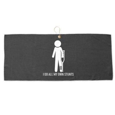 Funny I Do All Of My Own Stunts Large Microfiber Waffle Golf Towel