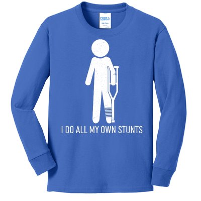 Funny I Do All Of My Own Stunts Kids Long Sleeve Shirt