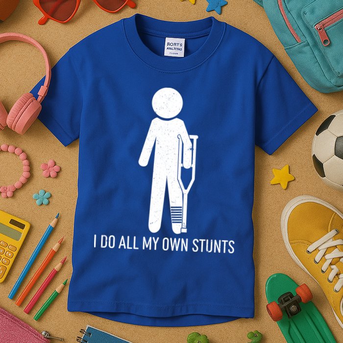 Funny I Do All Of My Own Stunts Kids T-Shirt