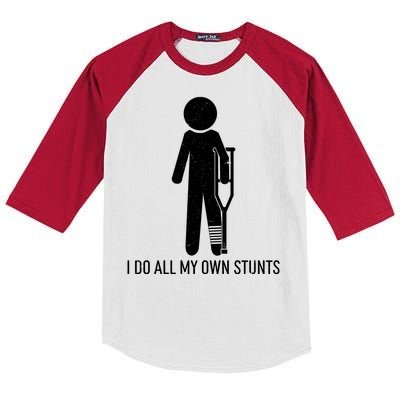 Funny I Do All Of My Own Stunts Kids Colorblock Raglan Jersey