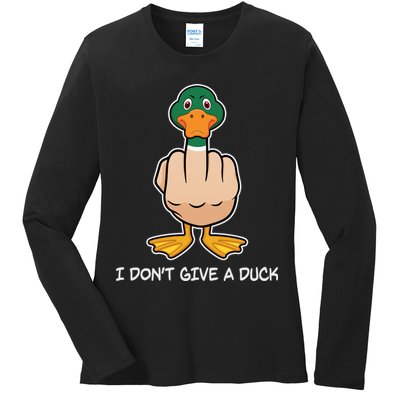 Funny I Don't Give A Duck Ladies Long Sleeve Shirt