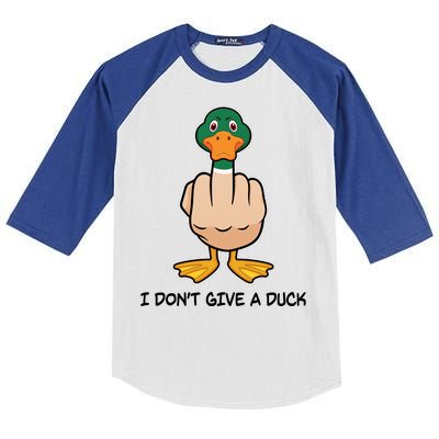 Funny I Don't Give A Duck Kids Colorblock Raglan Jersey