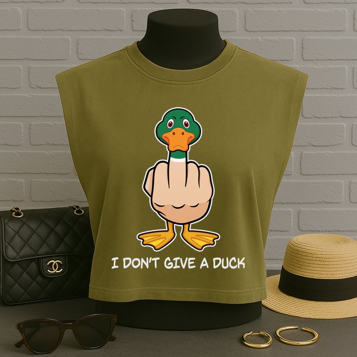 Funny I Don't Give A Duck Garment-Dyed Women's Muscle Tee