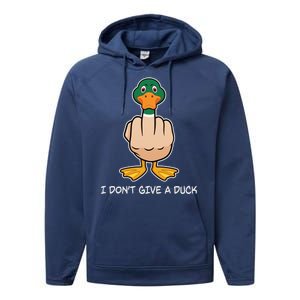 Funny I Don't Give A Duck Performance Fleece Hoodie