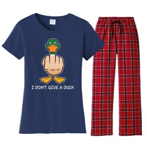 Funny I Don't Give A Duck Women's Flannel Pajama Set