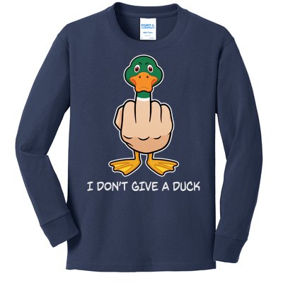 Funny I Don't Give A Duck Kids Long Sleeve Shirt