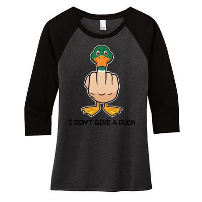 Funny I Don't Give A Duck Women's Tri-Blend 3/4-Sleeve Raglan Shirt