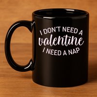 Funny I Don't Need A Valentine I Need A Nap 11oz C Handle Ceramic Mug