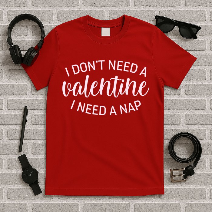 Funny I Don't Need A Valentine I Need A Nap T-Shirt
