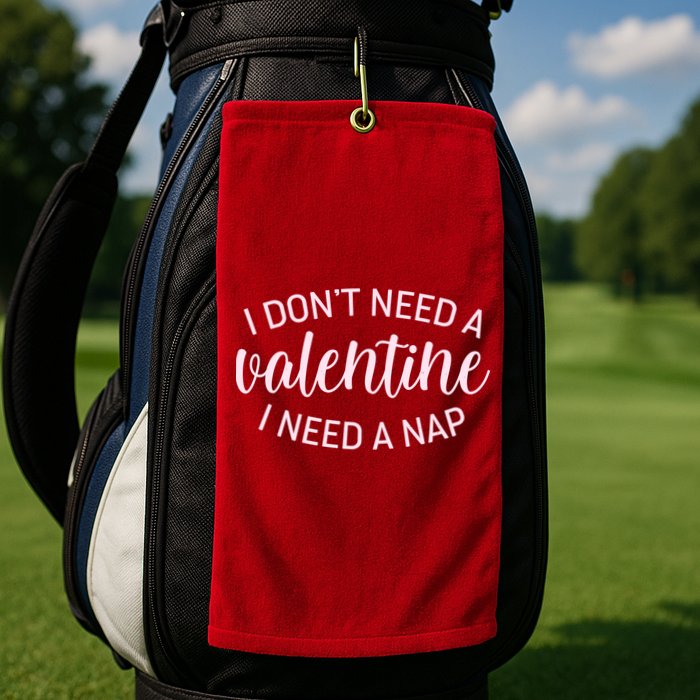 Funny I Don't Need A Valentine I Need A Nap Golf Towel