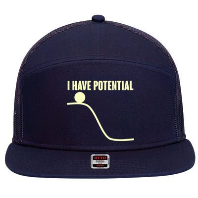 Funny I Have Potential Science  7 Panel Mesh Trucker Snapback Hat