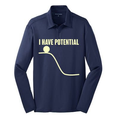 Funny I Have Potential Science  Silk Touch Performance Long Sleeve Polo