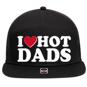 Funny I Heart Love Hot Dads 7 Panel Mesh Trucker Snapback Hat