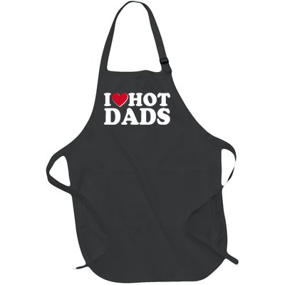 Funny I Heart Love Hot Dads Full-Length Apron With Pockets