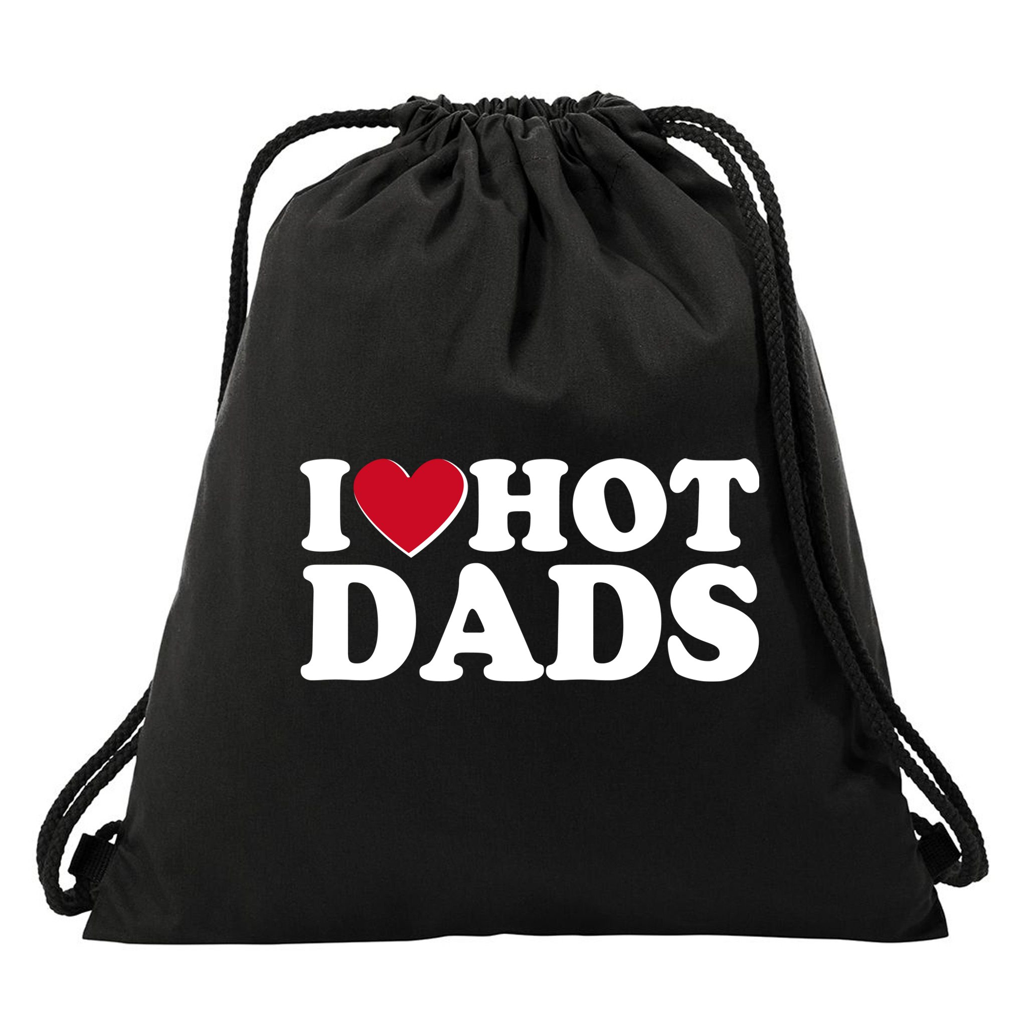 Funny I Heart Love Hot Dads Drawstring Bag