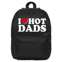 Funny I Heart Love Hot Dads 16 in Basic Backpack