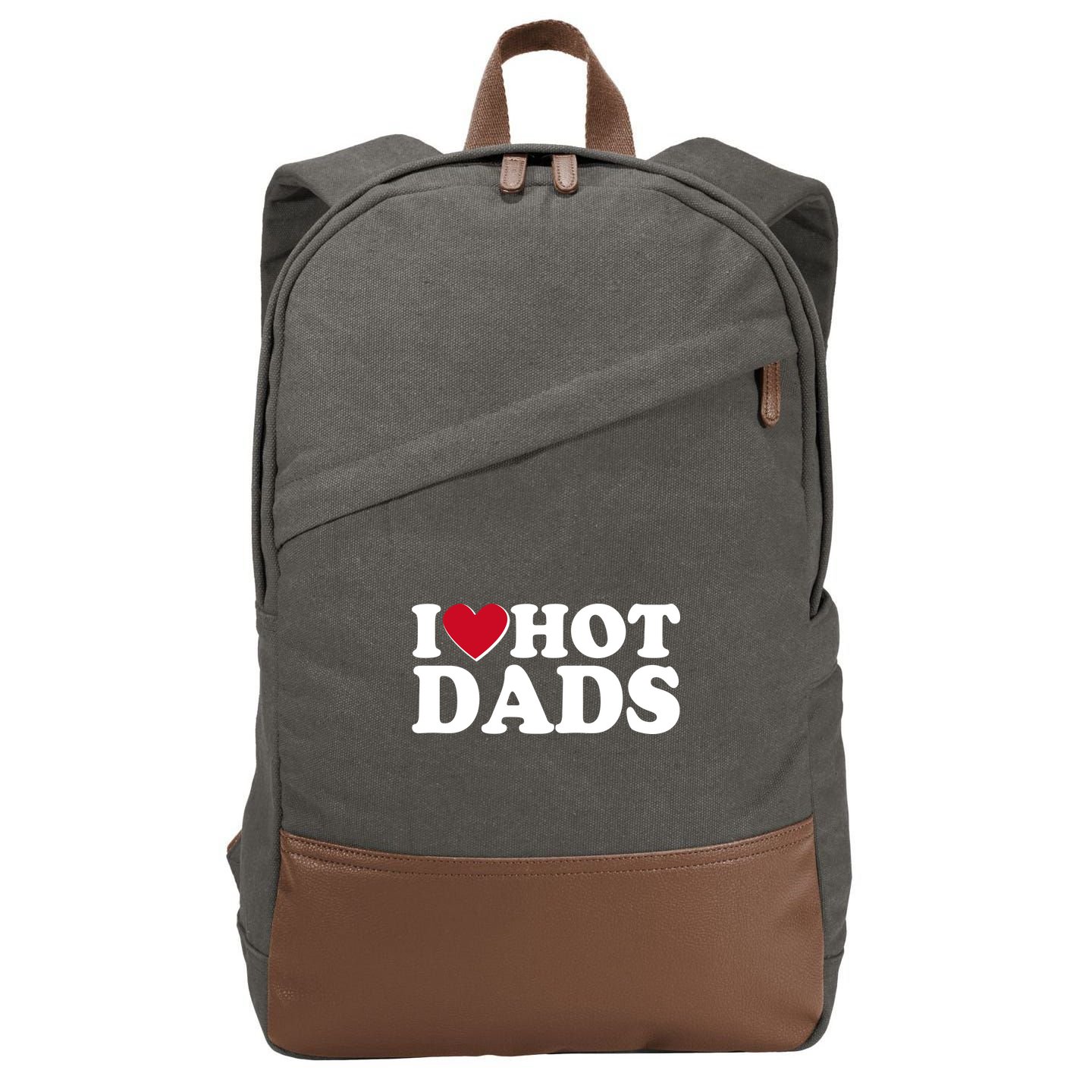 Funny I Heart Love Hot Dads Cotton Canvas Backpack
