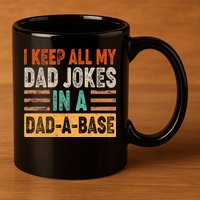 Funny I Keep All Of My Dad Jokes In A Dad-A-Base 11oz C Handle Ceramic Mug