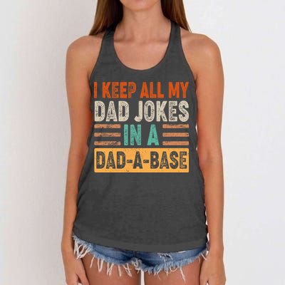 Funny I Keep All Of My Dad Jokes In A Dad-A-Base Women's Knotted Racerback Tank