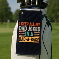 Funny I Keep All Of My Dad Jokes In A Dad-A-Base Golf Towel