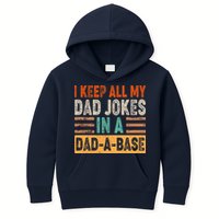 Funny I Keep All Of My Dad Jokes In A Dad-A-Base Kids Hoodie