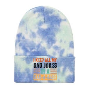 Funny I Keep All Of My Dad Jokes In A Dad-A-Base Tie Dye 12in Knit Beanie