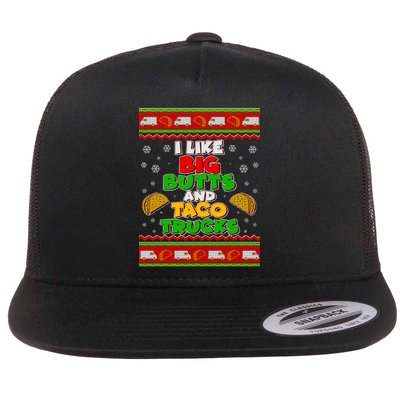 Funny I Like Big Butts and Tacos Trucks Ugly Christmas Flatbill Hat