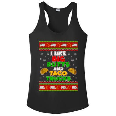 Funny I Like Big Butts and Tacos Trucks Ugly Christmas Ladies PosiCharge Competitor Racerback Tank
