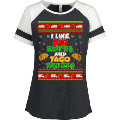 Funny I Like Big Butts and Tacos Trucks Ugly Christmas Enza Ladies Jersey Colorblock Tee