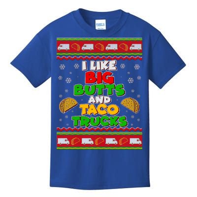 Funny I Like Big Butts and Tacos Trucks Ugly Christmas Kids T-Shirt