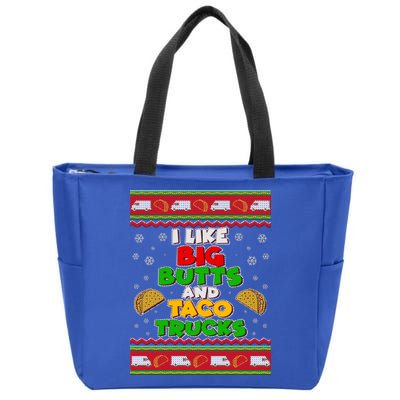 Funny I Like Big Butts and Tacos Trucks Ugly Christmas Zip Tote Bag