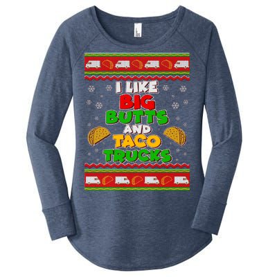 Funny I Like Big Butts and Tacos Trucks Ugly Christmas Women's Perfect Tri Tunic Long Sleeve Shirt