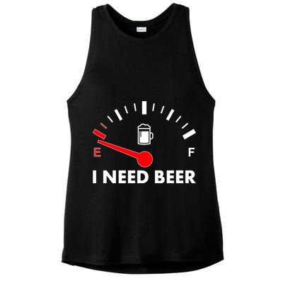 Funny I Need Beer Gas Meter  Ladies PosiCharge Tri-Blend Wicking Tank
