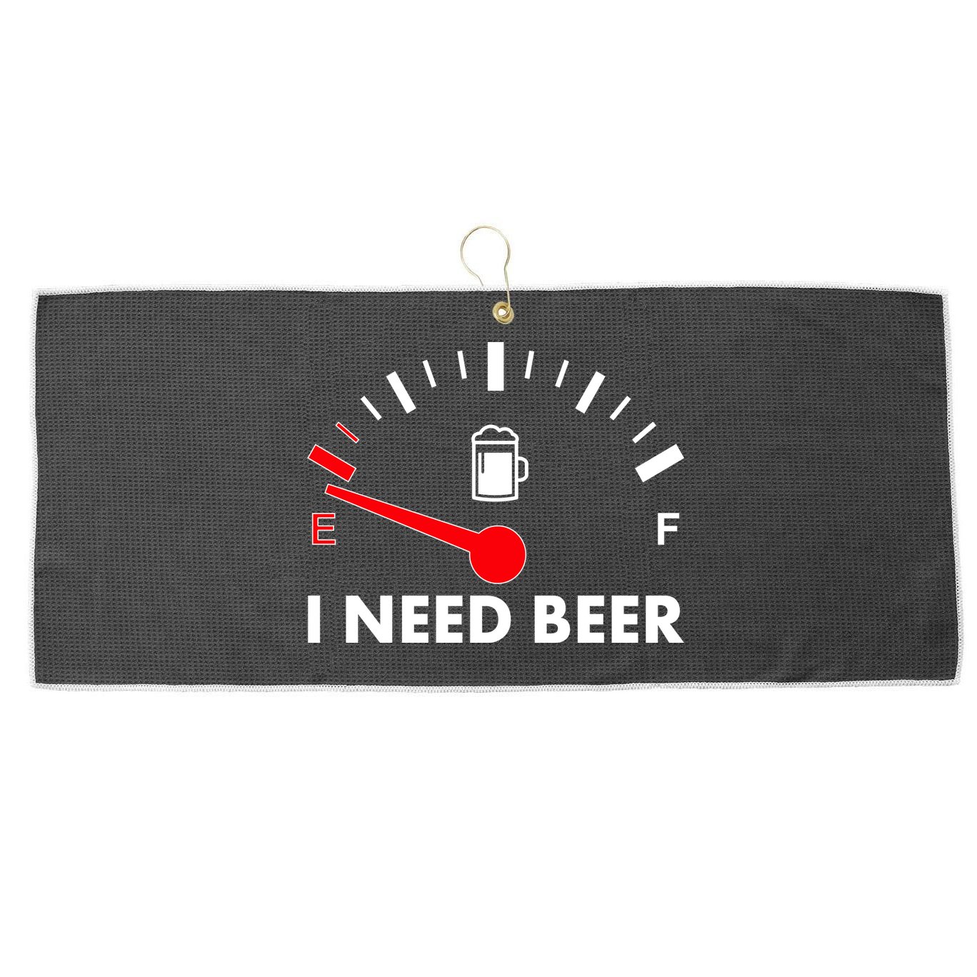 Funny I Need Beer Gas Meter  Large Microfiber Waffle Golf Towel
