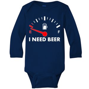 Funny I Need Beer Gas Meter  Baby Long Sleeve Bodysuit