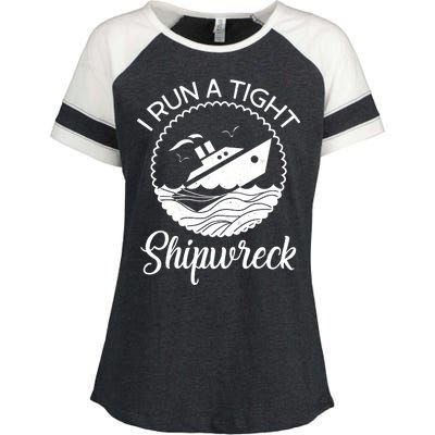 Funny I Run a Tight Shipwreck Enza Ladies Jersey Colorblock Tee