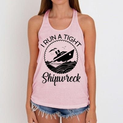 Funny I Run a Tight Shipwreck Women's Knotted Racerback Tank