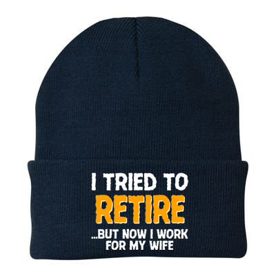 Funny I Tried to Retire But Now I Work For My Wife Knit Cap Winter Beanie