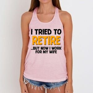 Funny I Tried to Retire But Now I Work For My Wife Women's Knotted Racerback Tank