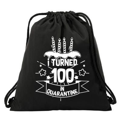 Funny I Turned 100 In Quarantine 100th Birthday Drawstring Bag