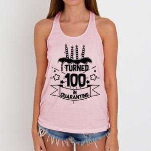 Funny I Turned 100 In Quarantine 100th Birthday Women's Knotted Racerback Tank